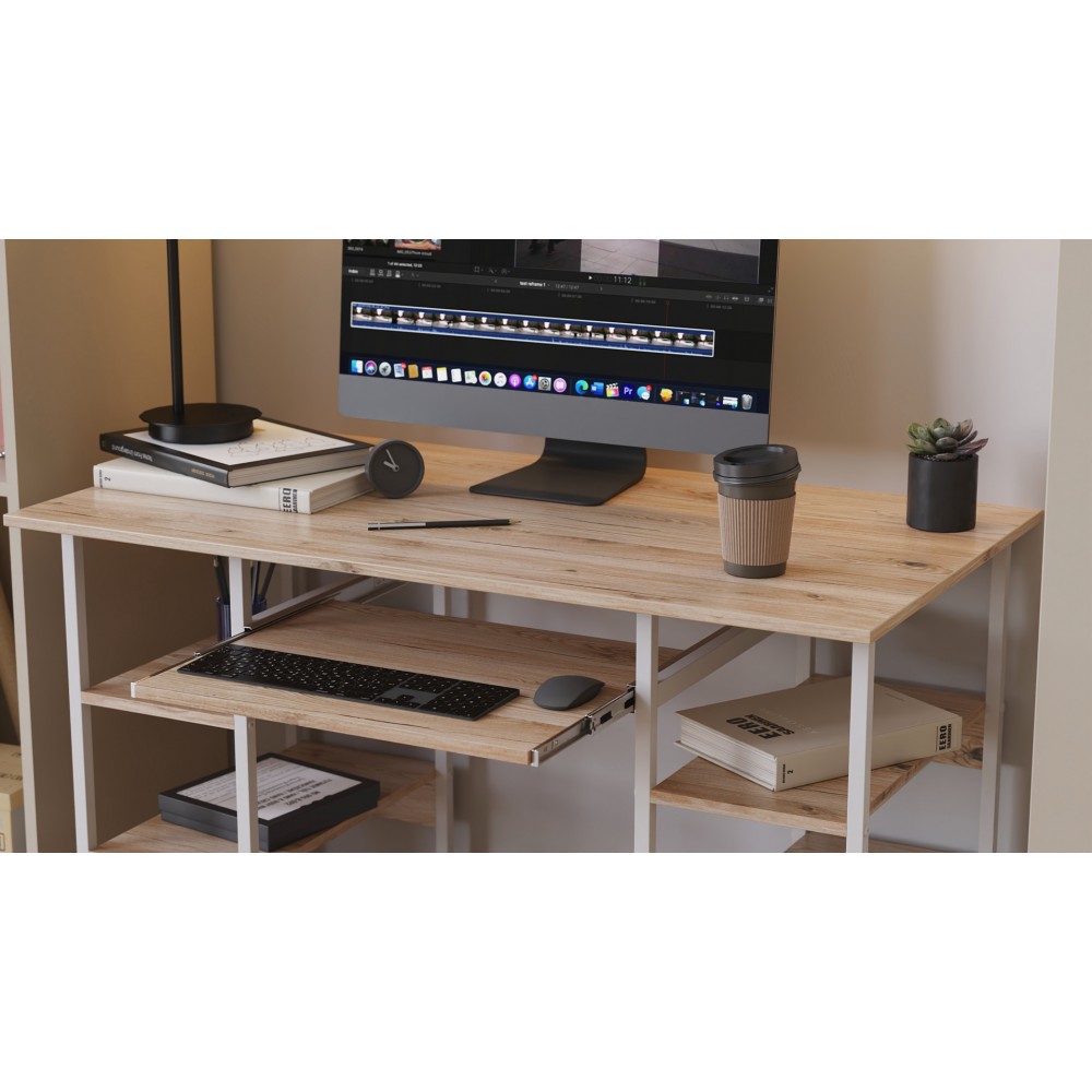 Компьютерный стол Ferrum-decor Тим 75x140x60 белый ДСП Дуб Сан-Марино 16мм (FRD-101365)