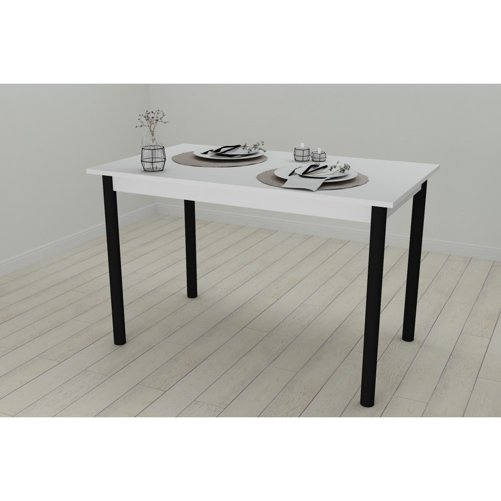 Стол кухонный Ferrum-decor Бенита 75x120x60 Черный ДСП Белое 16мм (FRD-106272)