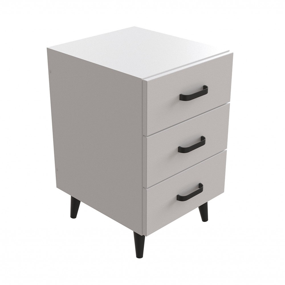 Тумба Віва 3 на конусних ніжках Ferrum-decor 56,5x35x40 Чорний метал ДСП Білий 16 мм (FRD-106823)