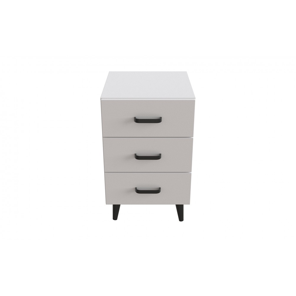 Тумба Віва 3 на конусних ніжках Ferrum-decor 56,5x35x40 Чорний метал ДСП Білий 16 мм (FRD-106823)