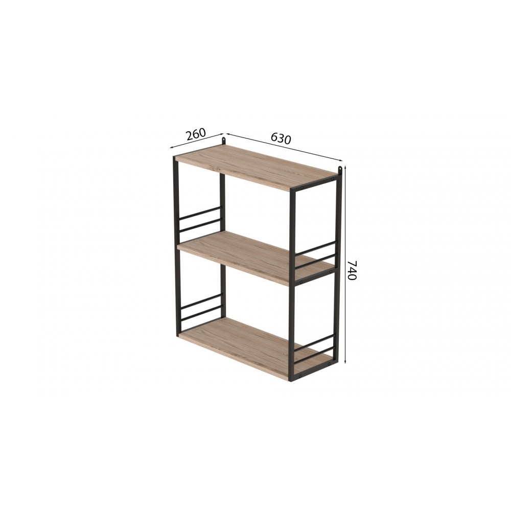 Книжная полка универсальная Ferrum-decor Стим 2 74x63x26 черный ДСП Дуб Сан-Марино 16мм (FRD-104104)