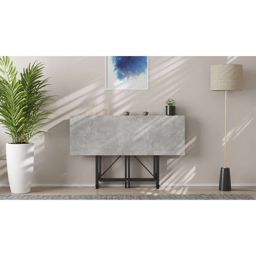 Стол-книжка трансформер Спайдер Ferrum-decor 750x1150x880 Черный металл ДСП Бетон 16 мм (FRD-105094)