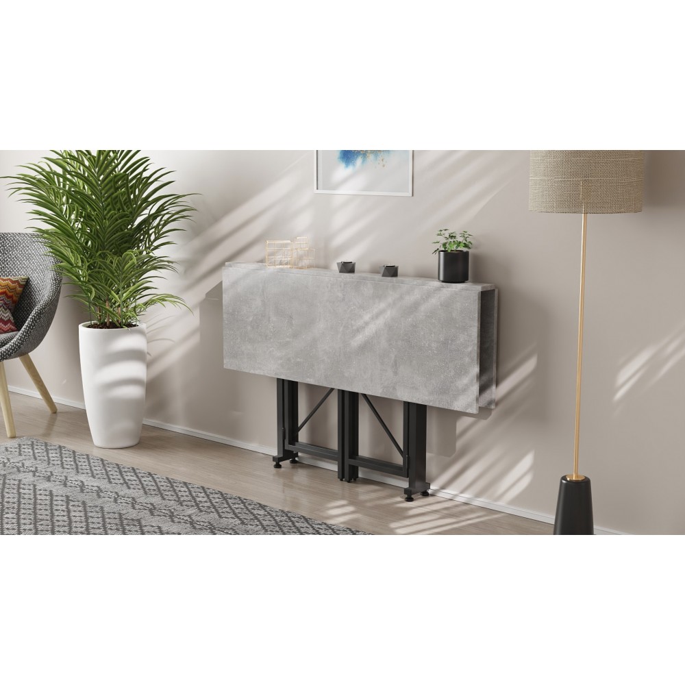 Стол-книжка трансформер Спайдер Ferrum-decor 750x1150x880 Черный металл ДСП Бетон 16 мм (FRD-105094)