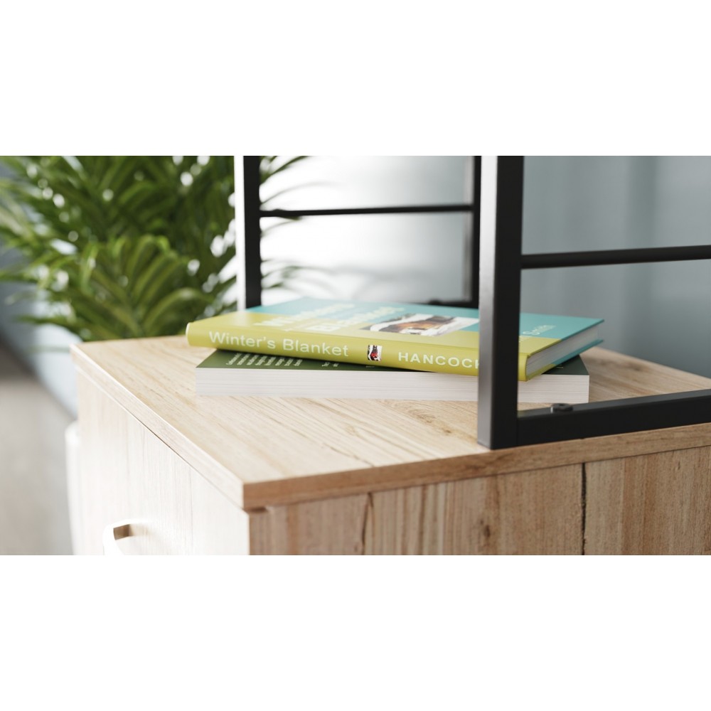 Стол-тумба трансформер Смарт 4/1 с этажеркой Ferrum-decor 1430x1450x500 Черный металл ДСП Дуб Сан-Марино 16 мм (FRD-105124)