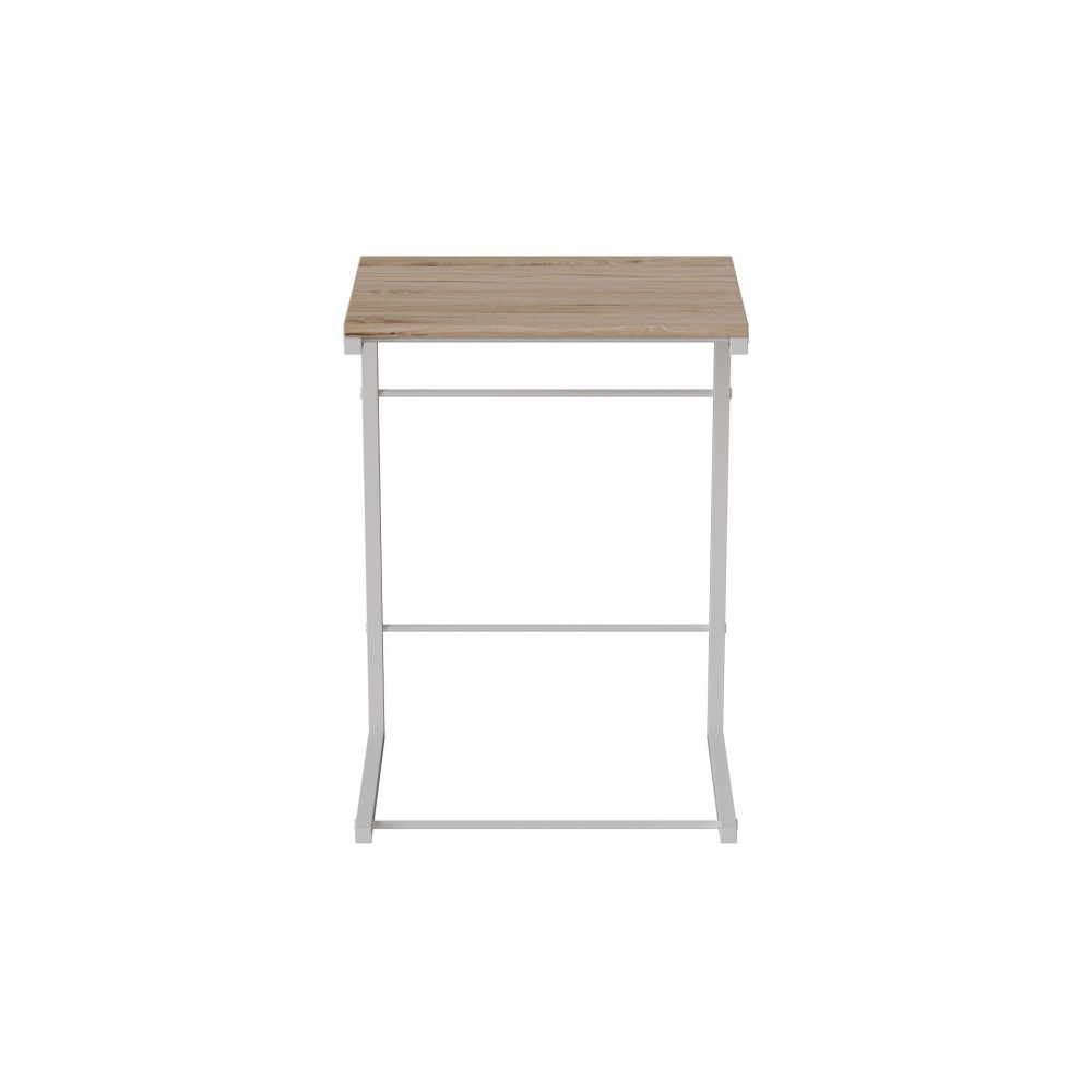 Стол журнальный приставной Терри Комбо Ferrum-decor 345x662x440 Белый металл ДСП Дуб Сан-Марино 16 мм (FRD-105144)