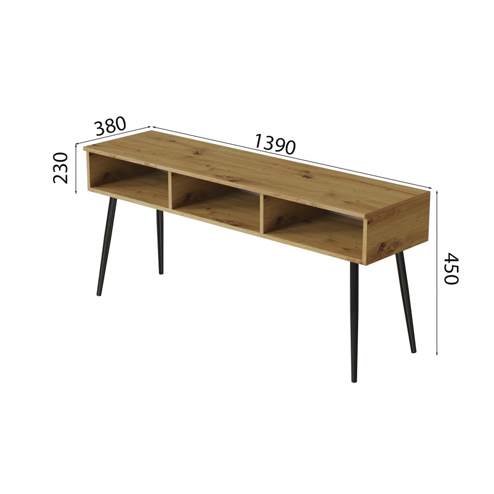 Тумба під телевізор Кентуки Ferrum-decor 45x139x38 Чорний метал ДСП Дуб Артизан 16 мм (FRD-106734)