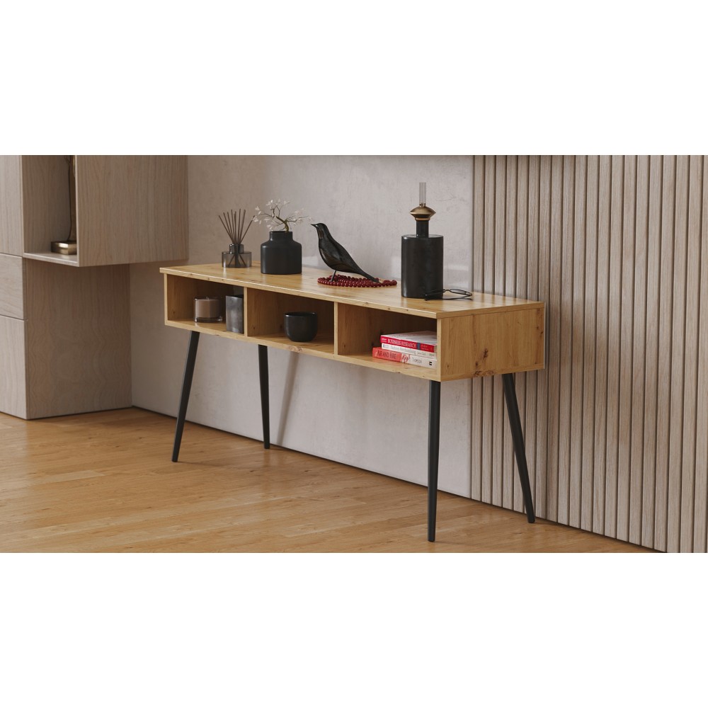 Тумба під телевізор Кентуки Ferrum-decor 45x139x38 Чорний метал ДСП Дуб Артизан 16 мм (FRD-106734)