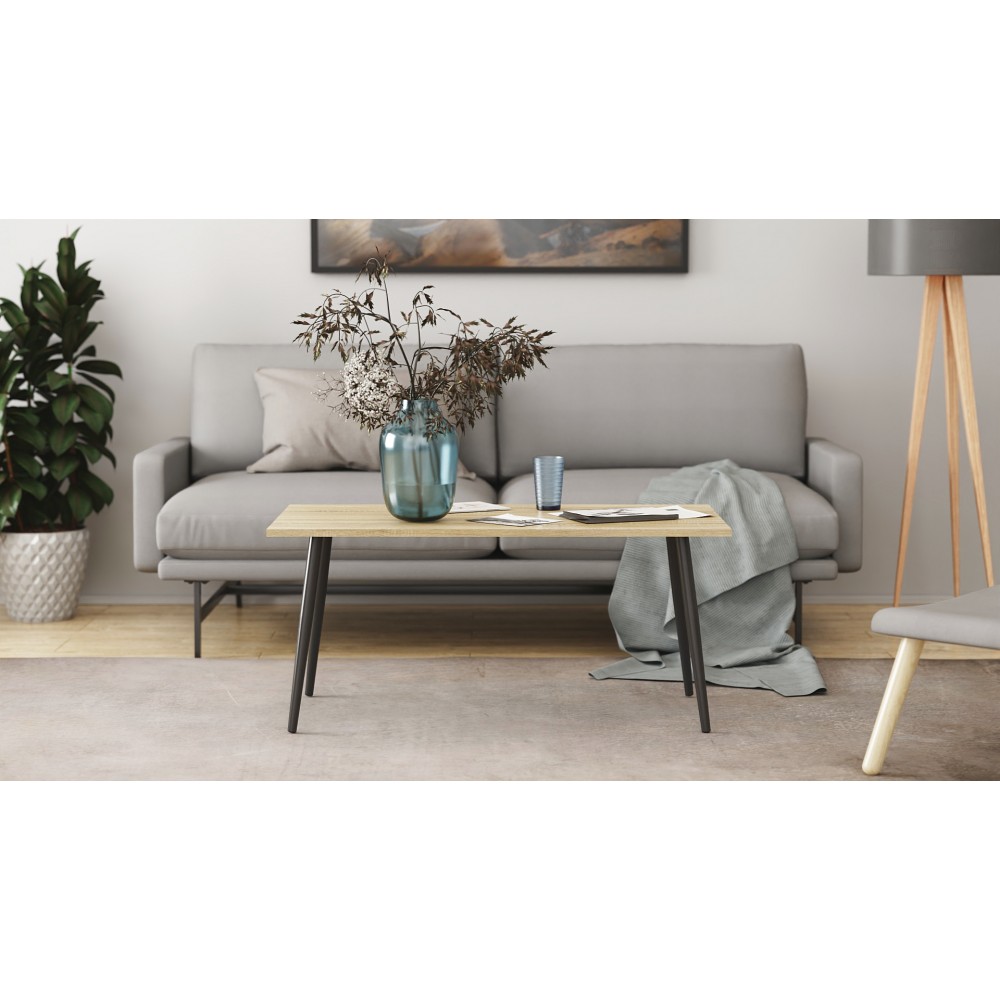 Стіл журнальний Монтана Ferrum-decor 45x100x50 Чорний метал ДСП Дуб Сонома 16 мм (FRD-106714)