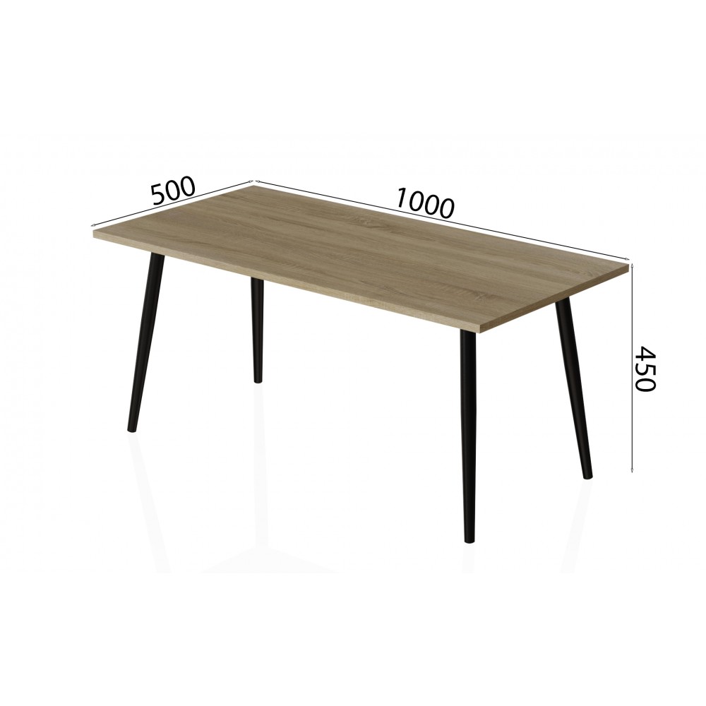 Стіл журнальний Монтана Ferrum-decor 45x100x50 Чорний метал ДСП Дуб Сонома 16 мм (FRD-106714)