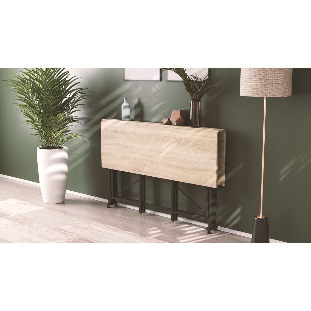 Стол-книжка трансформер Орион 3 Ferrum-decor 750x1150x880 Черный металл ДСП Дуб Сонома 16 мм (FRD-105084)