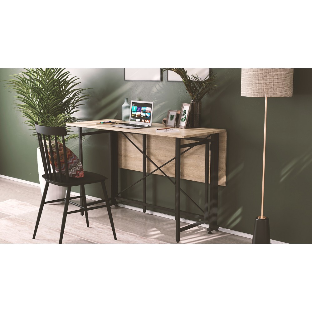Стол-книжка трансформер Орион 3 Ferrum-decor 750x1150x880 Черный металл ДСП Дуб Сонома 16 мм (FRD-105084)