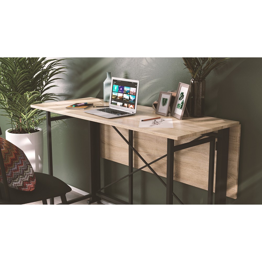 Стол-книжка трансформер Орион 3 Ferrum-decor 750x1150x880 Черный металл ДСП Дуб Сонома 16 мм (FRD-105084)