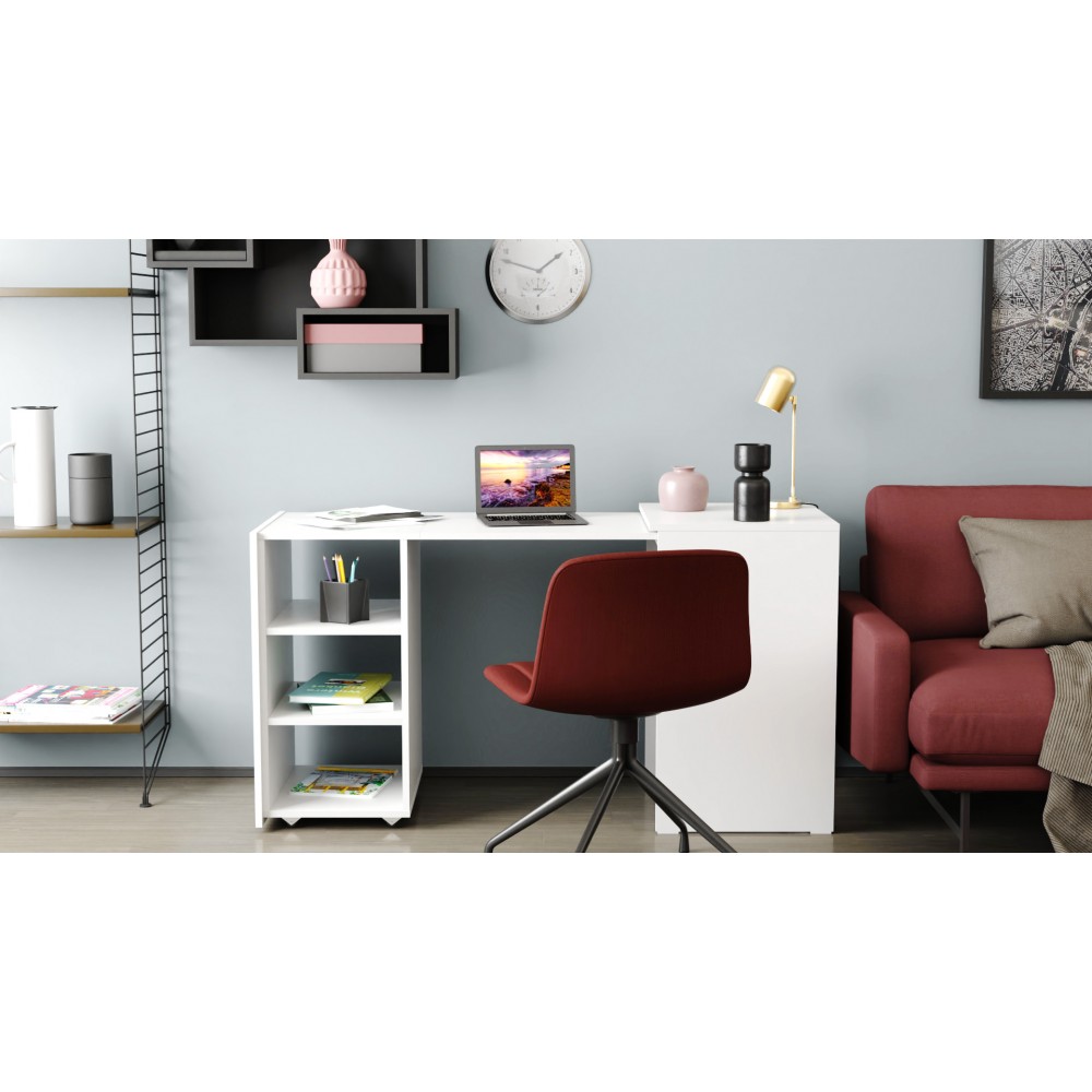 Стол-тумба трансформер Смарт 1/2 Ferrum-decor 750x1450x600 ДСП Белое 16 мм (FRD-105074)