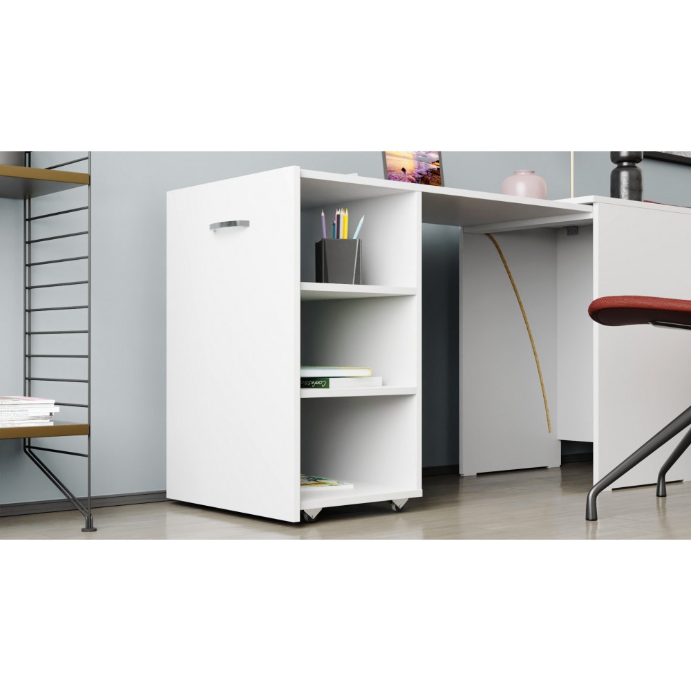 Стол-тумба трансформер Смарт 1/2 Ferrum-decor 750x1450x600 ДСП Белое 16 мм (FRD-105074)