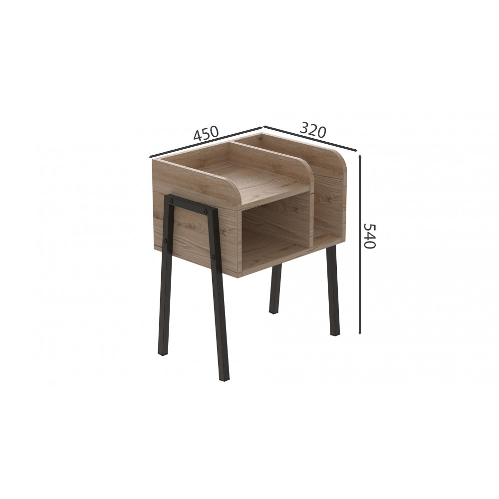 Тумба модульная Ferrum-decor Амели 540x450x320 металл Черный ДСП Дуб Сан-Марино 16 мм (FRD-103005)