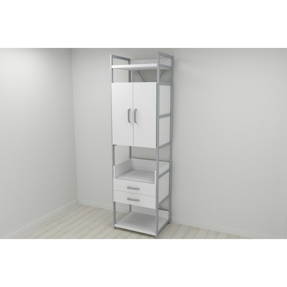 Шафа Гардероб Уні секція 5 серії Конект Ferrum-decor 220x60x50см Сірий метал ДСП Білий 32 мм (FRD-104515)