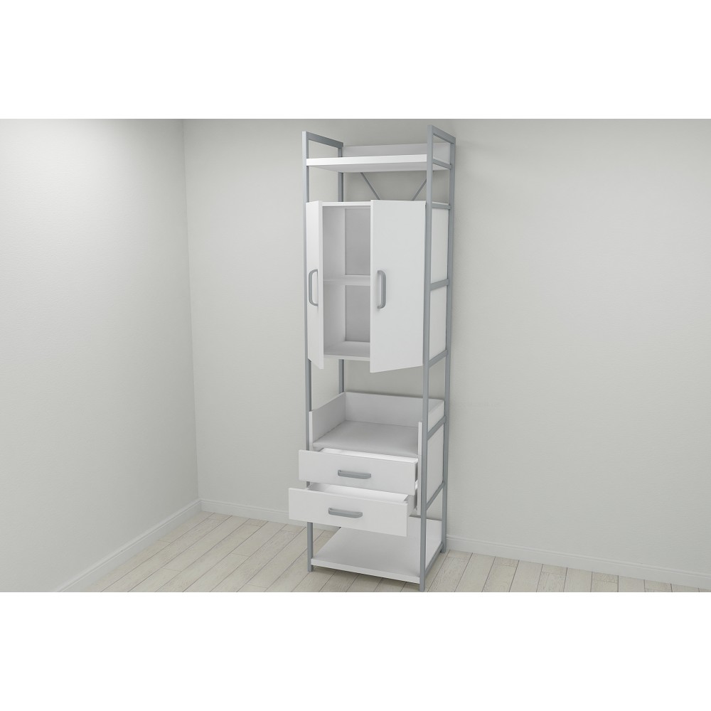 Шафа Гардероб Уні секція 5 серії Конект Ferrum-decor 220x60x50см Сірий метал ДСП Білий 32 мм (FRD-104515)
