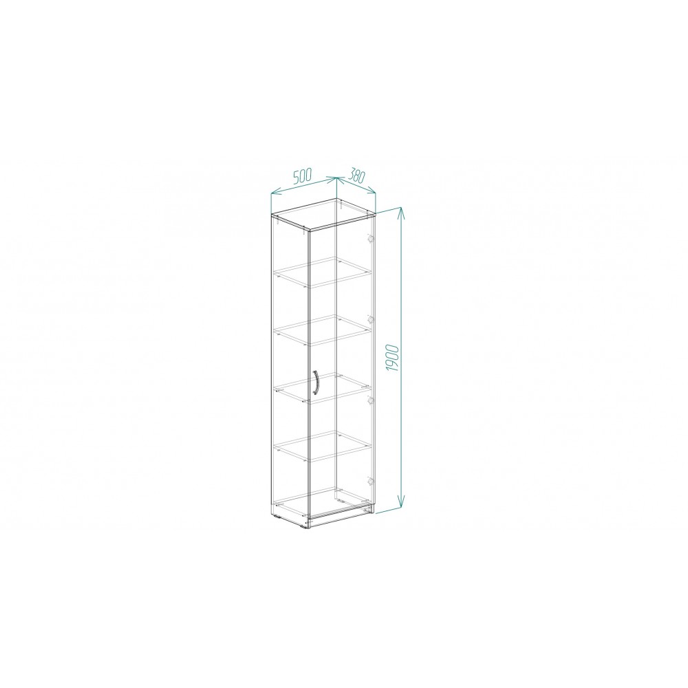 Пенал Анжело Ferrum-decor на 5 полок с дверью 1900x500x380 ДСП Дуб Сонома 16 мм (FRD-104945)