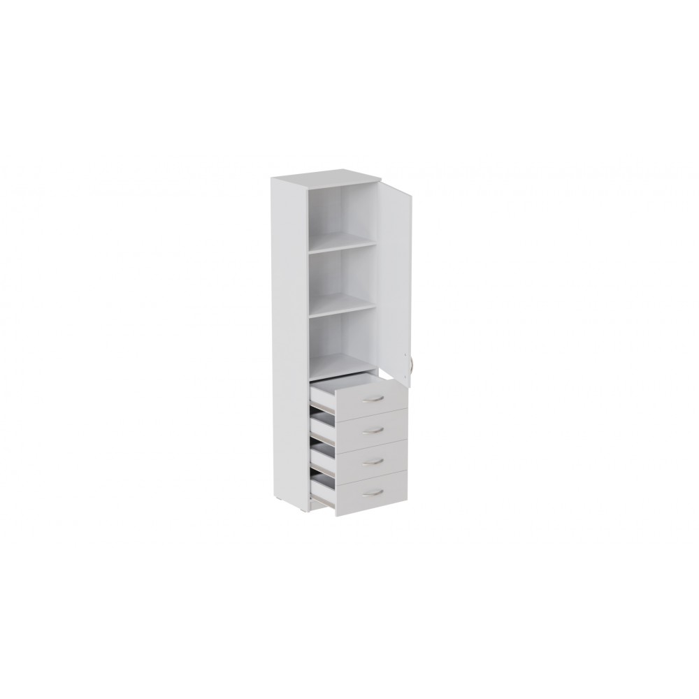 Пенал Анжело Ferrum-decor на 3 полиці з дверима та 4 ящиками 1900x500x380 ДСП Біле 16 мм (FRD-104965)