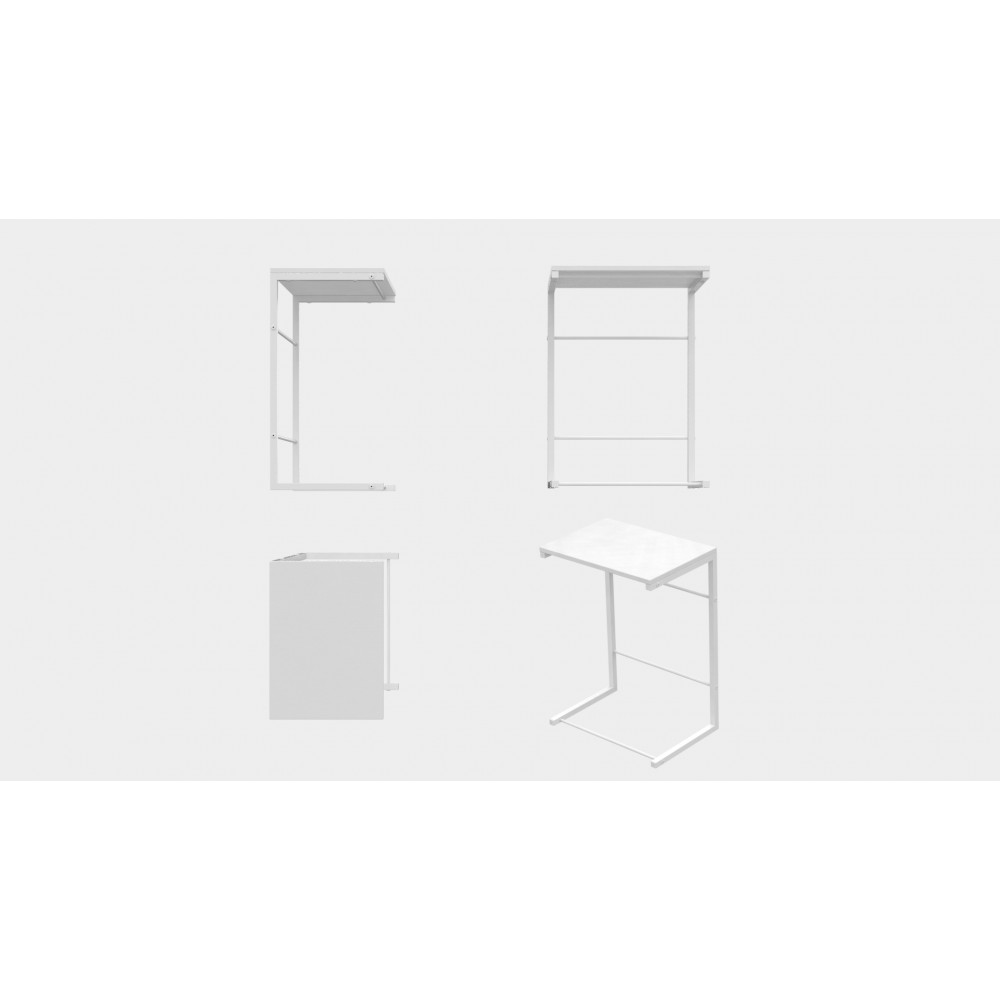 Столик приставний Террі Ferrum-decor 650x440x330 Білий метал ДСП Біле 16 мм (FRD-104655)