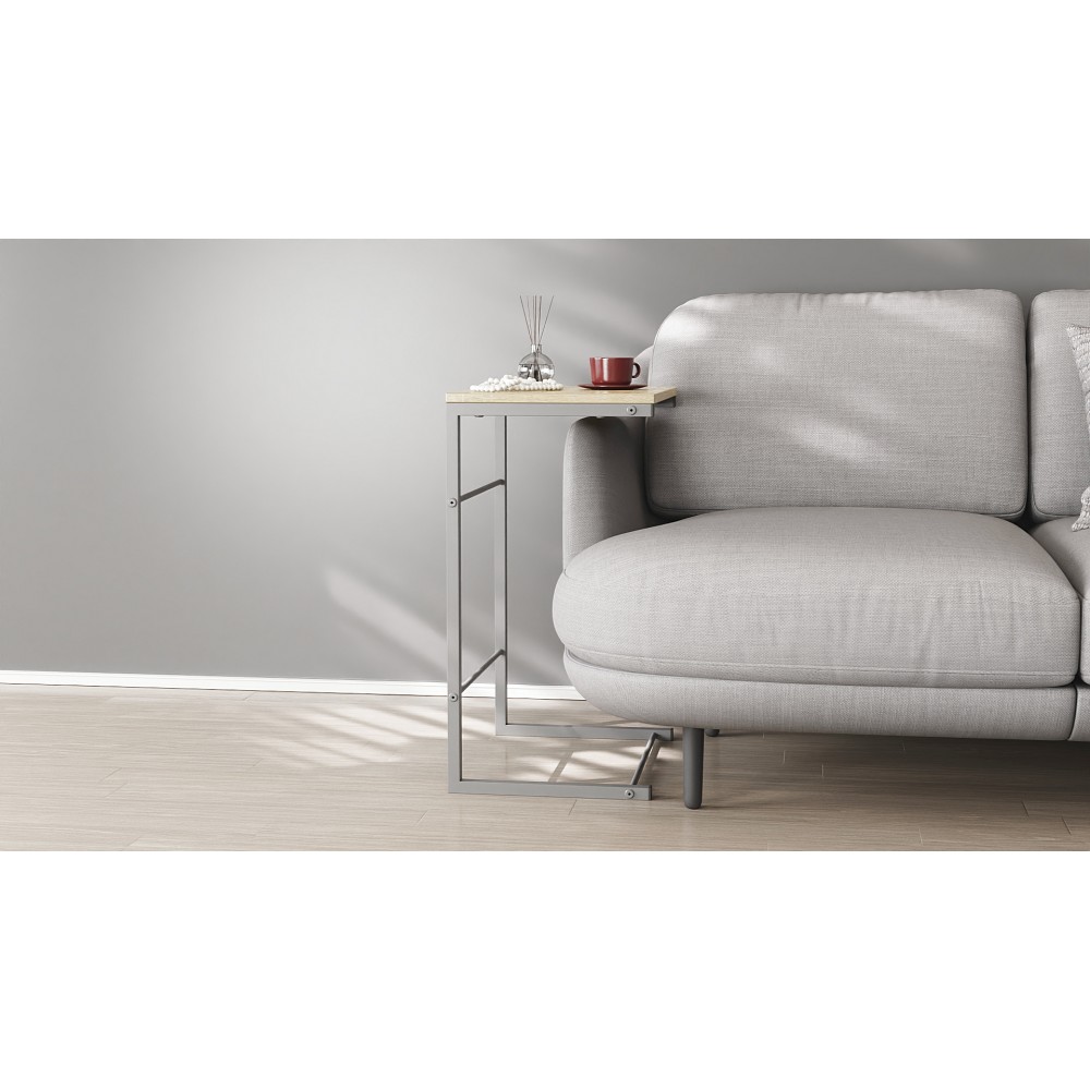 Столик приставний Террі Ferrum-decor 650x440x330 Сірий метал ДСП Дуб Сонома 16 мм (FRD-104665)