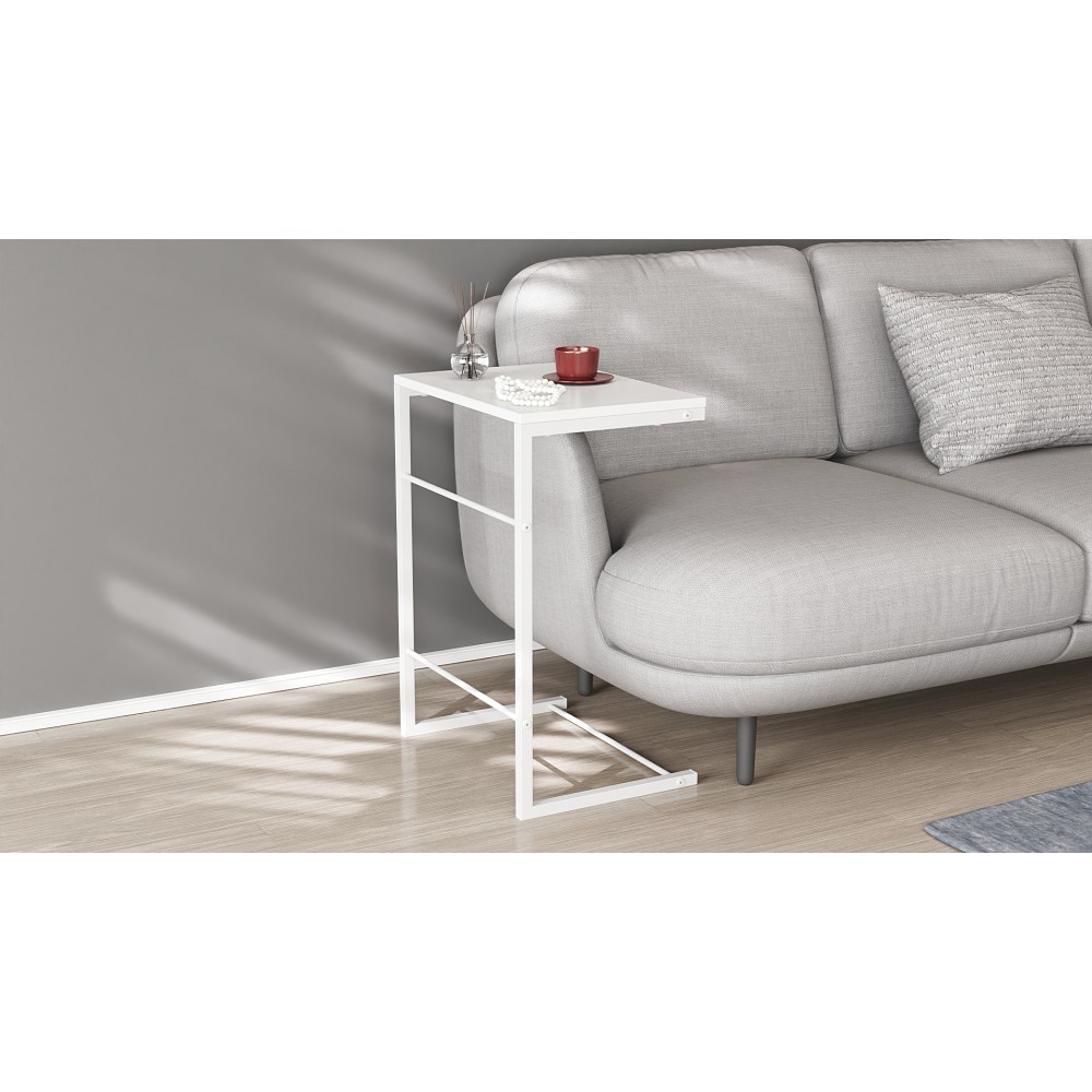 Столик приставний Террі Ferrum-decor 650x440x330 Білий метал ДСП Біле 16 мм (FRD-104655)