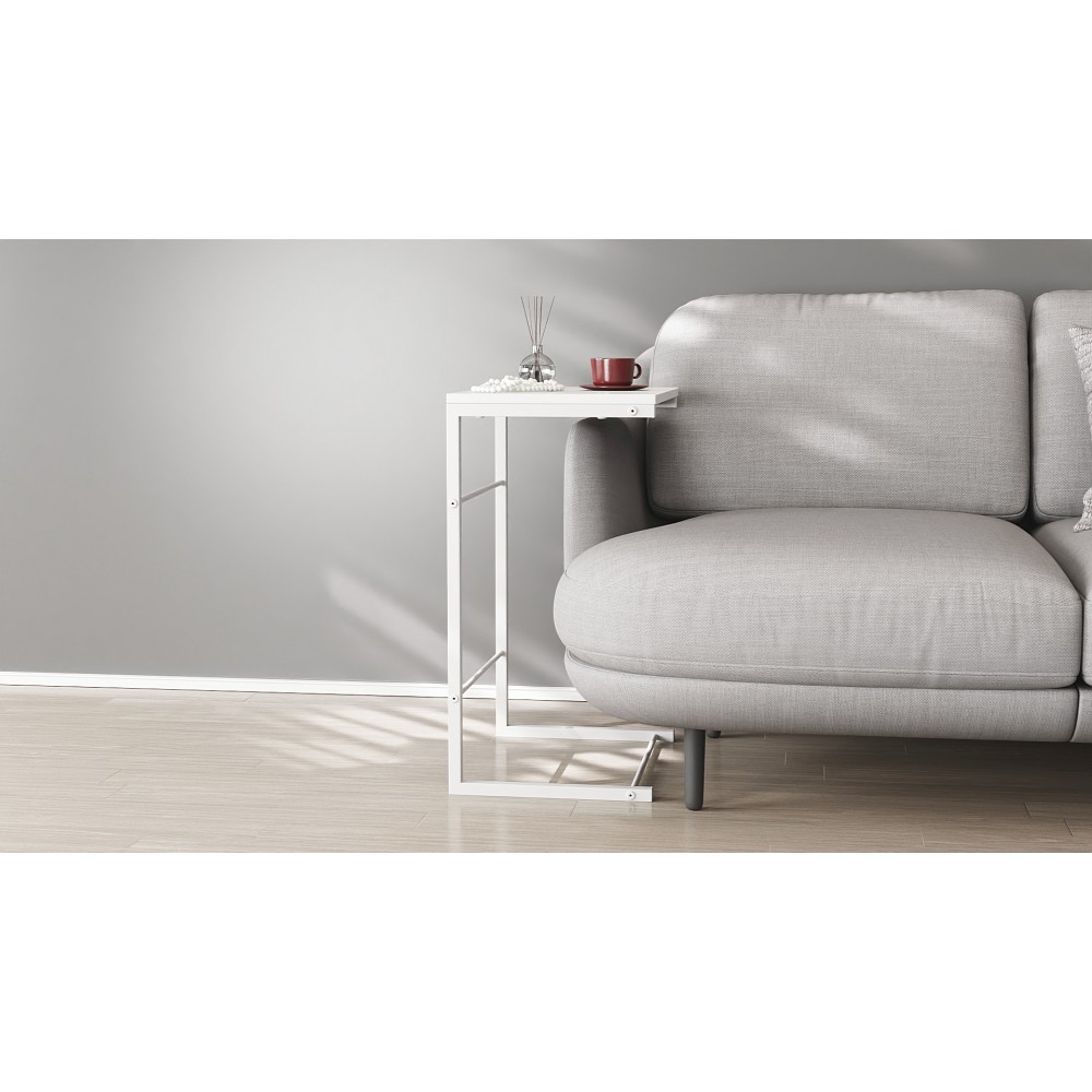 Столик приставний Террі Ferrum-decor 650x440x330 Білий метал ДСП Біле 16 мм (FRD-104655)