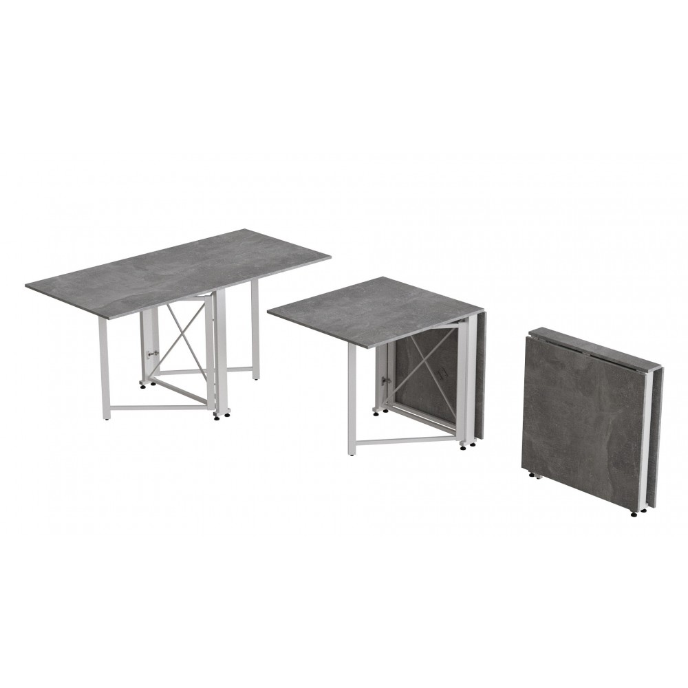 Стол-книжка трансформер Орион 2 Ferrum-decor 750x1520x730 Белый металл ДСП Бетон 16 мм (FRD-104596)
