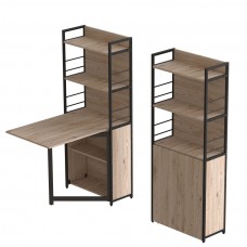 Стіл книжка з етажеркою Практик 2 Ferrum-decor 1555x640x990 Чорний метал ДСП Дуб Сан-Марино 16 мм (FRD-104626)