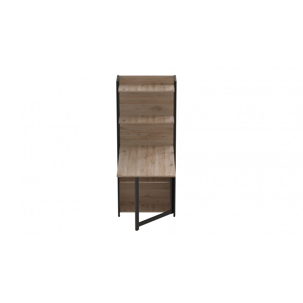 Стол книжка с этажеркой Практик 2 Ferrum-decor 1555x640x990 Черный металл ДСП Дуб Сан-Марино 16 мм (FRD-104626)