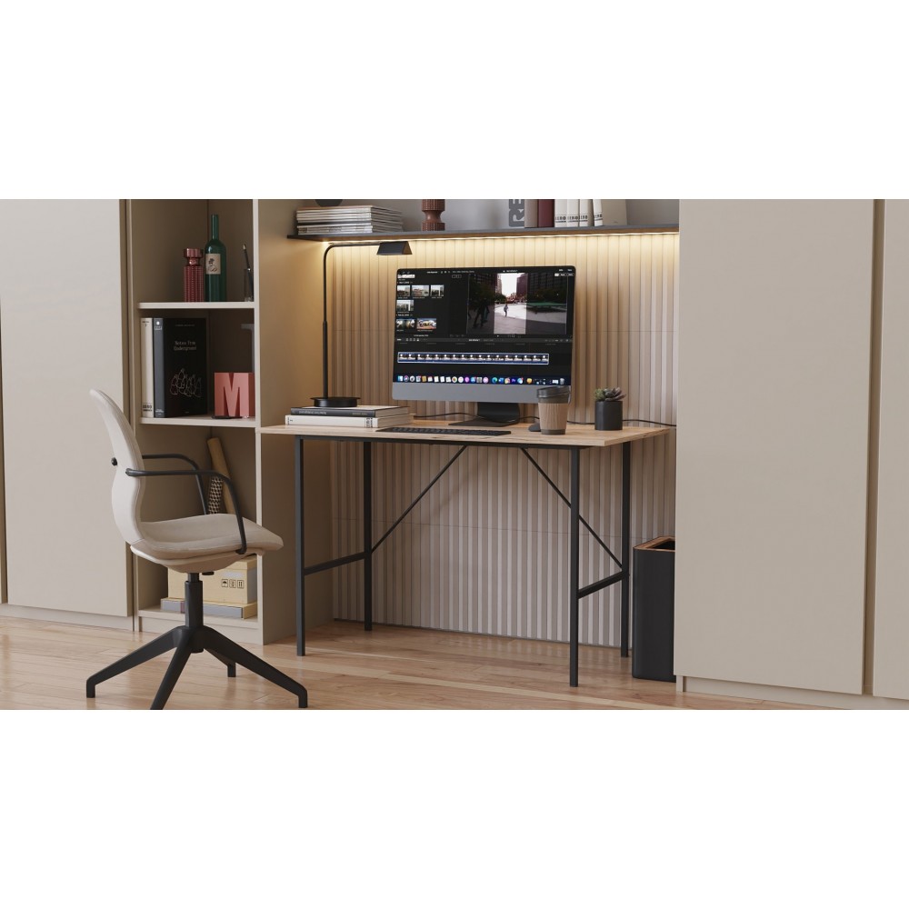 Стол письменный Line Тайм Ferrum-decor 750x1200x600 Черный металл ДСП Дуб Сан-Марино 16 мм (FRD-104886)