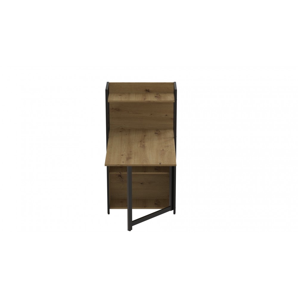 Стол книжка с этажеркой Практик 1 Ferrum-decor 1200x640x990 Черный металл ДСП Дуб Артизан 16 мм (FRD-104616)