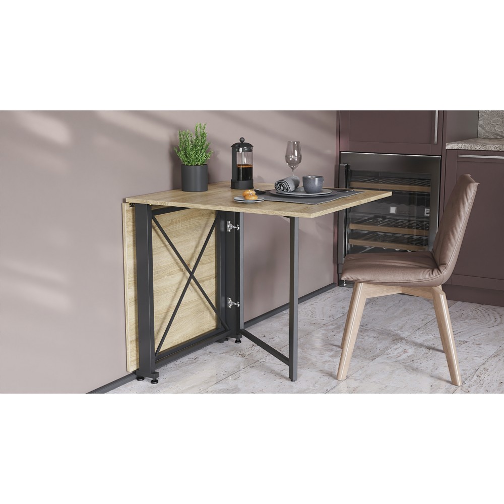 Стіл-книга трансформер Оріон 2 Ferrum-decor 750x1520x730 Чорний метал ДСП Дуб Сонома 16 мм (FRD-104586)