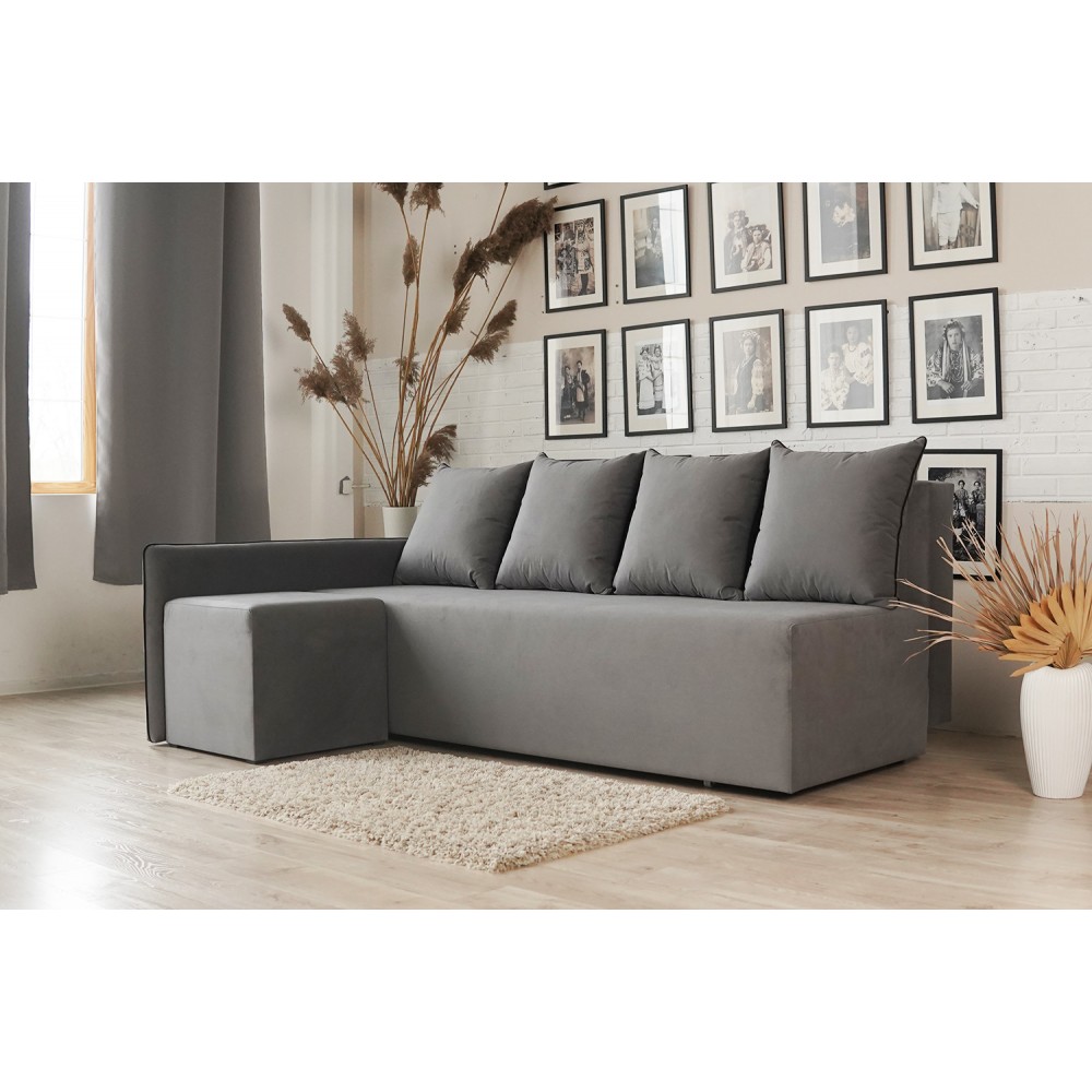 Угловой диван ортопедический iSmart MORRO Maxi еврокнижка 205x149 см (матрас Bonel) серый Laura 33 (ISM-051339)