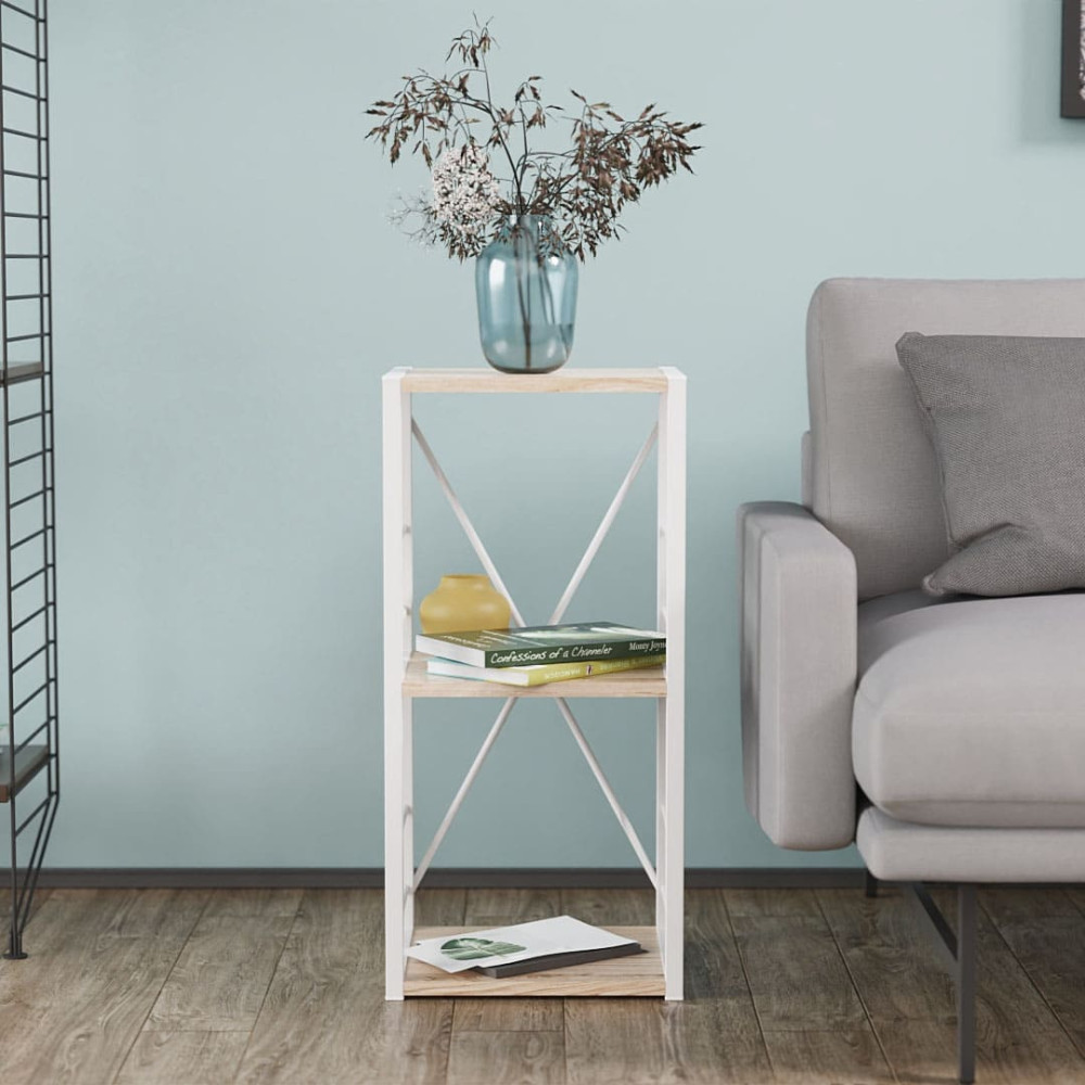Етажерка 3/34 Ferrum-decor Серії Конект 73x34x28 білий ДСП Дуб Сан-Марино 16мм (FRD-104296)