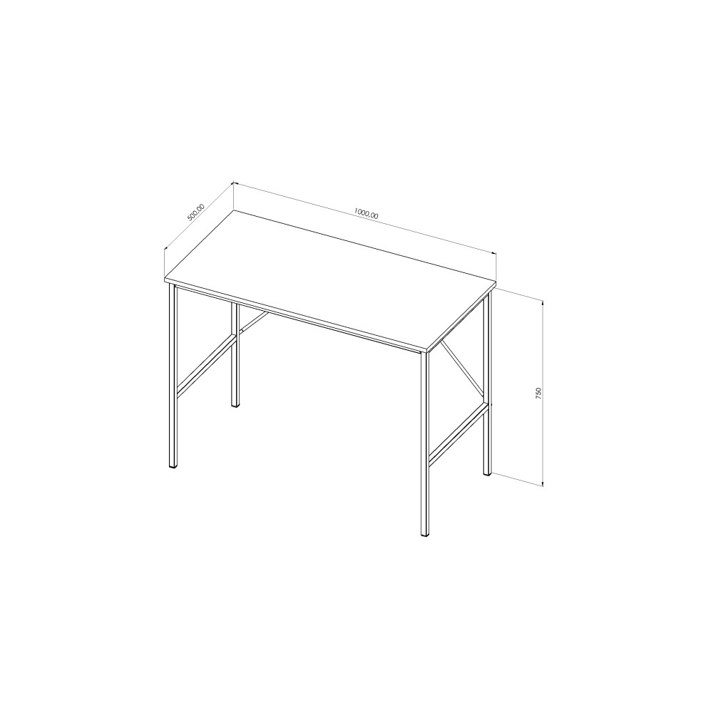 Стол письменный Line Тайм Ferrum-decor 750x1000x500 Черный металл ДСП Дуб Сонома 16 мм (FRD-104867)