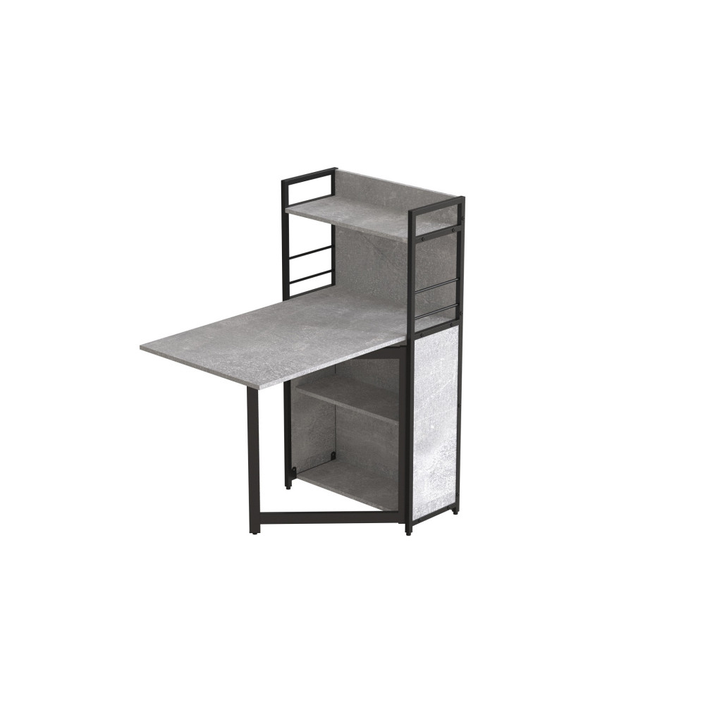 Стол книжка с этажеркой Практик 1 Ferrum-decor 1200x640x990 Черный металл ДСП Бетон 16 мм (FRD-104617)