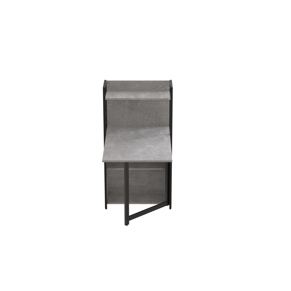 Стол книжка с этажеркой Практик 1 Ferrum-decor 1200x640x990 Черный металл ДСП Бетон 16 мм (FRD-104617)