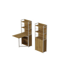 Стіл книжка з етажеркою Практик 2 Ferrum-decor 1555x640x990 Білий метал ДСП Дуб Артизан 16 мм (FRD-104637)