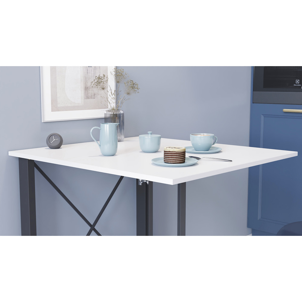 Стіл-книга трансформер Оріон 1 Ferrum-decor 750x810x730 Чорний метал ДСП Біле 16 мм (FRD-104597)
