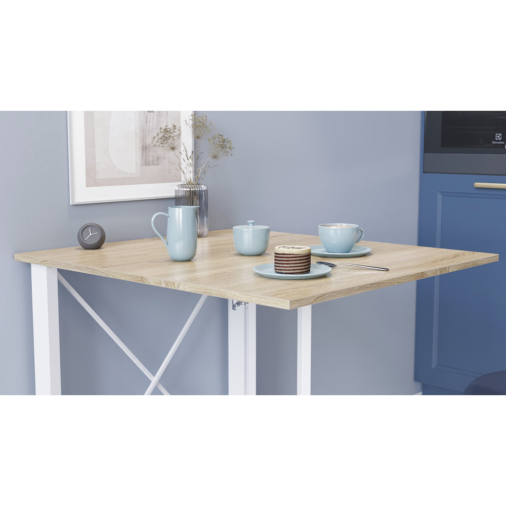 Стіл-книга трансформер Оріон 1 Ferrum-decor 750x810x730 Білий метал ДСП Дуб Сонома 16 мм (FRD-104607)