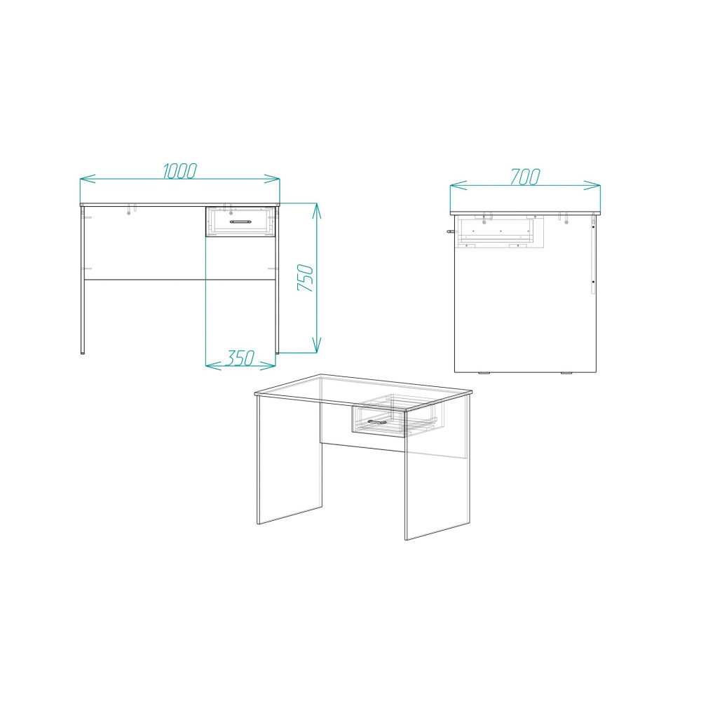 Стол компьютерный Бад Ferrum-decor 750x1000x700 ДСП Бетон 16 мм (FRD-104769)