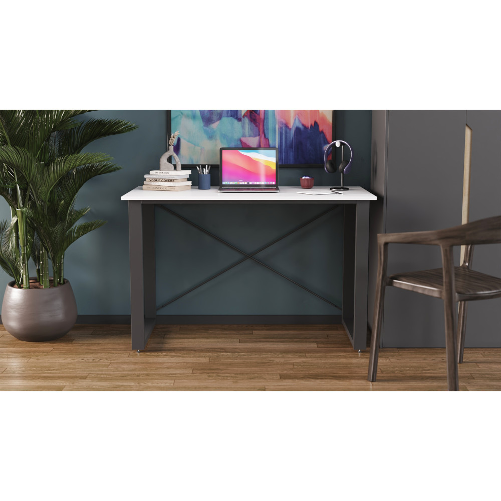 Письменный стол Ferrum-decor Драйв 750x1400x600 Черный металл ДСП Белое 16 мм (FRD-103129)