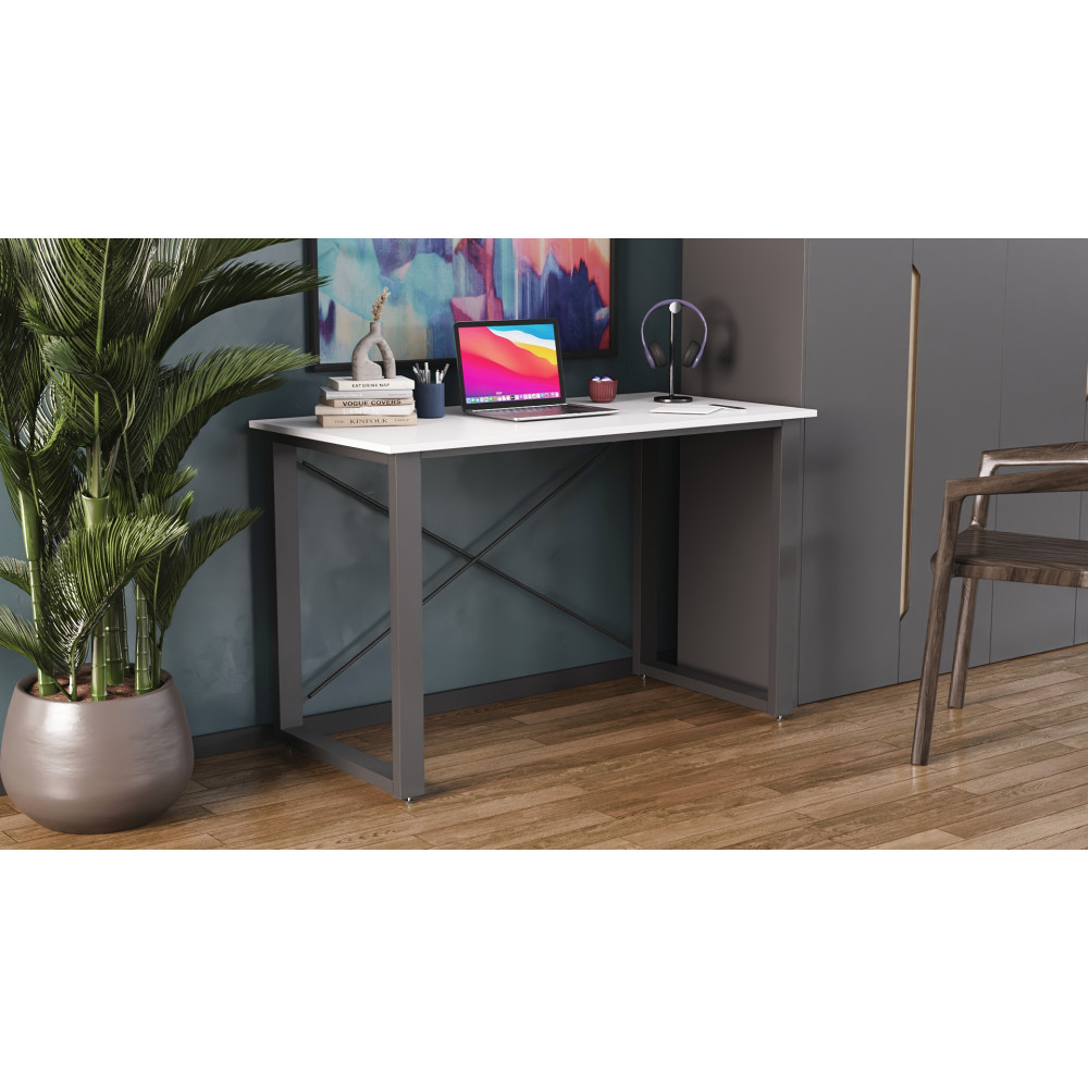 Письменный стол Ferrum-decor Драйв 750x1400x600 Черный металл ДСП Белое 16 мм (FRD-103129)