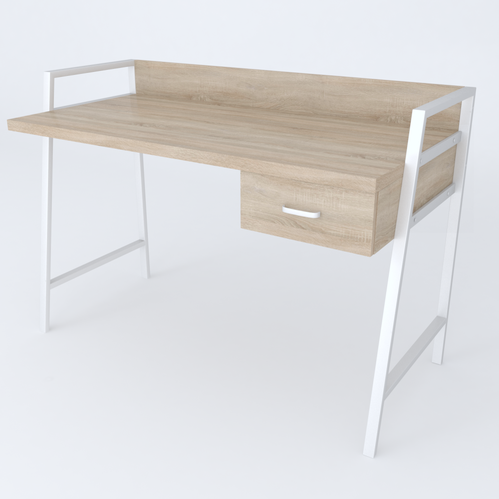 Письменный стол Ferrum-decor Комфорт 750x1000x600 Белый металл ДСП Дуб Сонома 32 мм (FRD-103439)