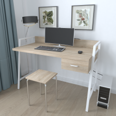 Письмовий стіл Ferrum-decor 750x1000x600 Білий метал ДСП Дуб Сонома 32 мм (FRD-103439)