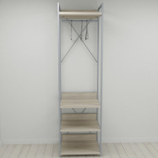 Шафа Гардероб Уні секція 3 серії Конект Ferrum-decor 220x60x50см Сірий метал ДСП Дуб Сонома 32 мм (FRD-104529)