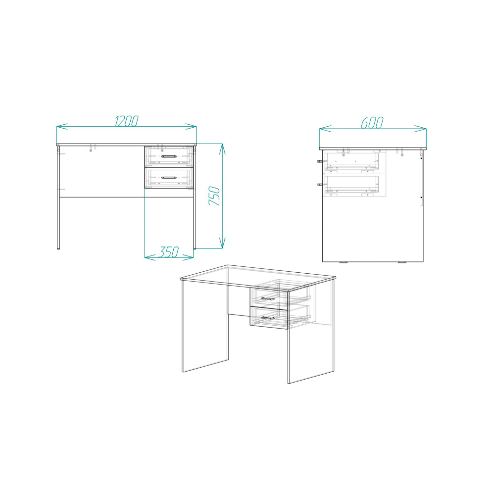 Стол компьютерный Винсент Ferrum-decor 750x1200x600 ДСП Бетон 16 мм (FRD-104799)