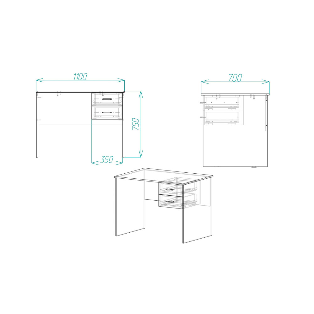 Стол компьютерный Винсент Ferrum-decor 750x1100x700 ДСП Дуб Сонома 16 мм (FRD-104809)