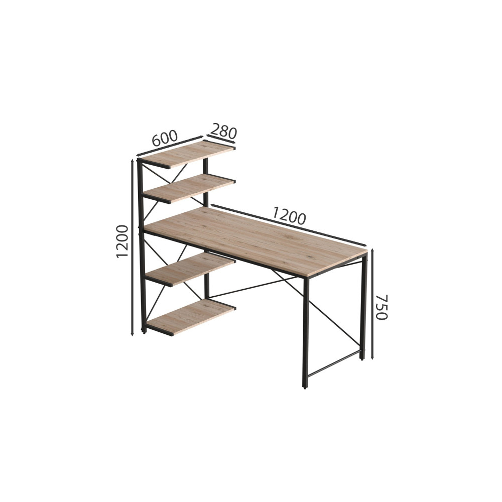 Компьютерный стол Ferrum-decor Джек 75x120x60 Черный ДСП Дуб Сан-Марино (FRD-104380)